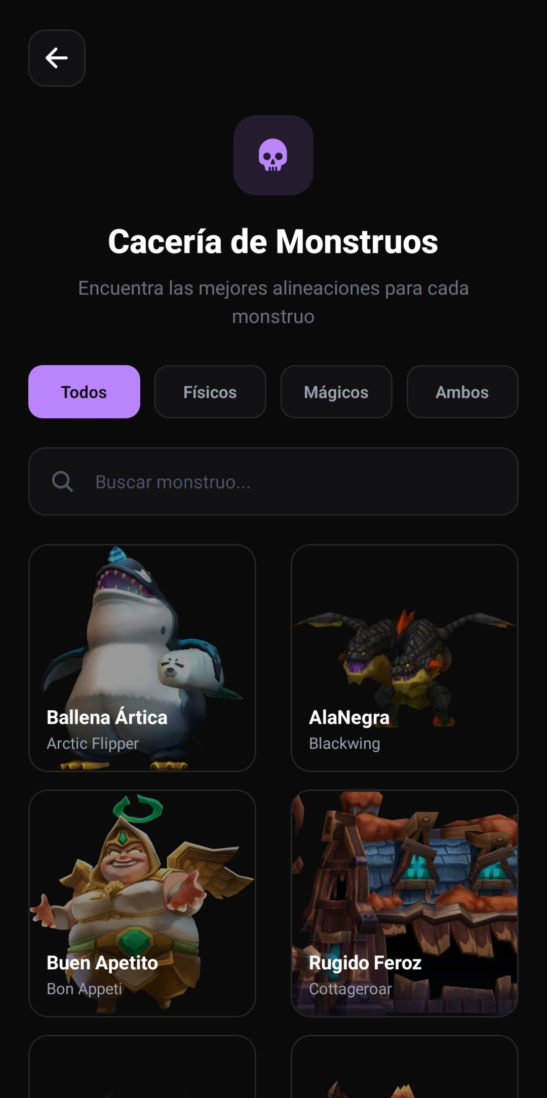 App The Evil Shop - Mejores héroes para cada monstruo