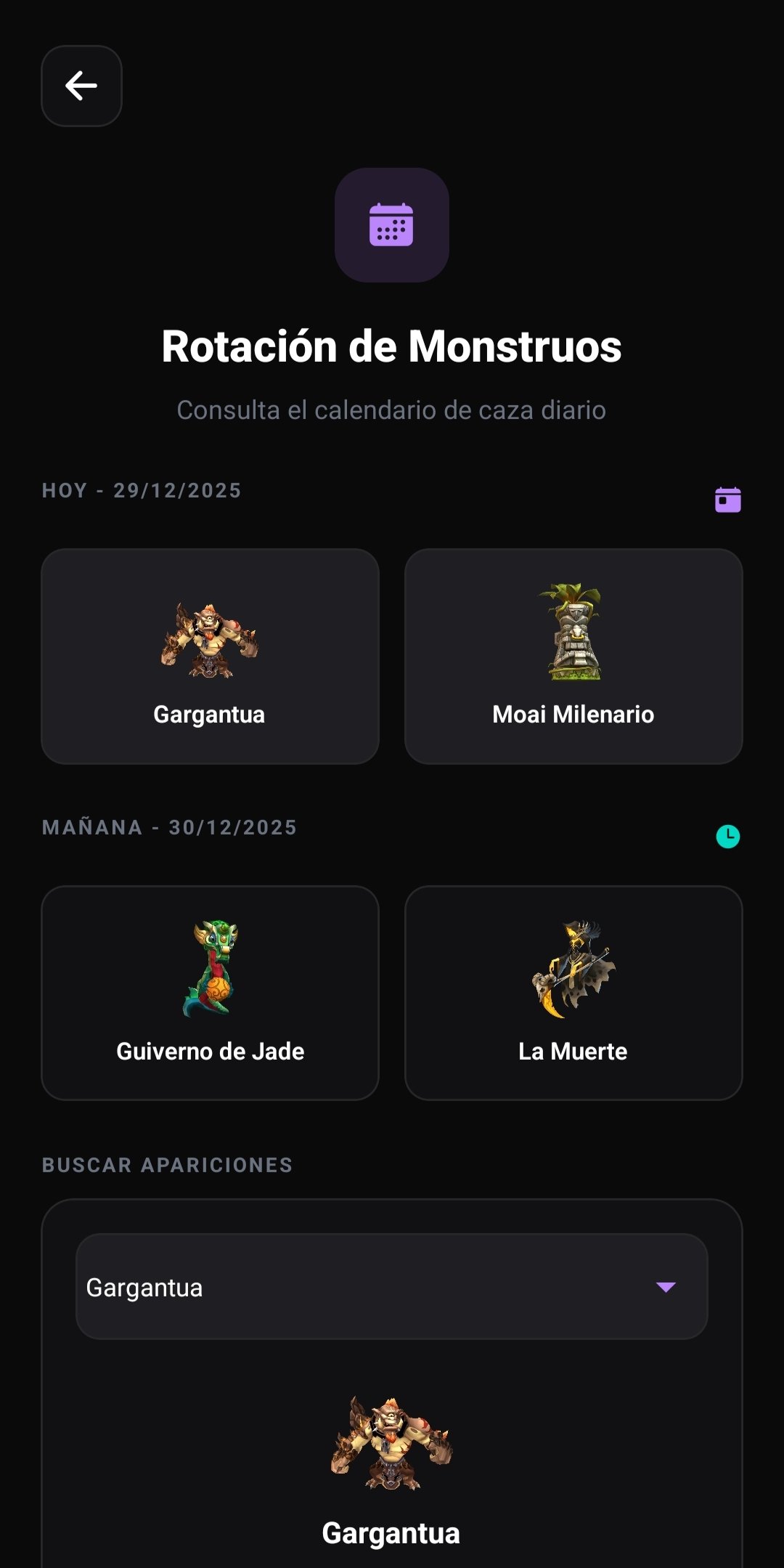 App The Evil Shop - Rotación de monstruos