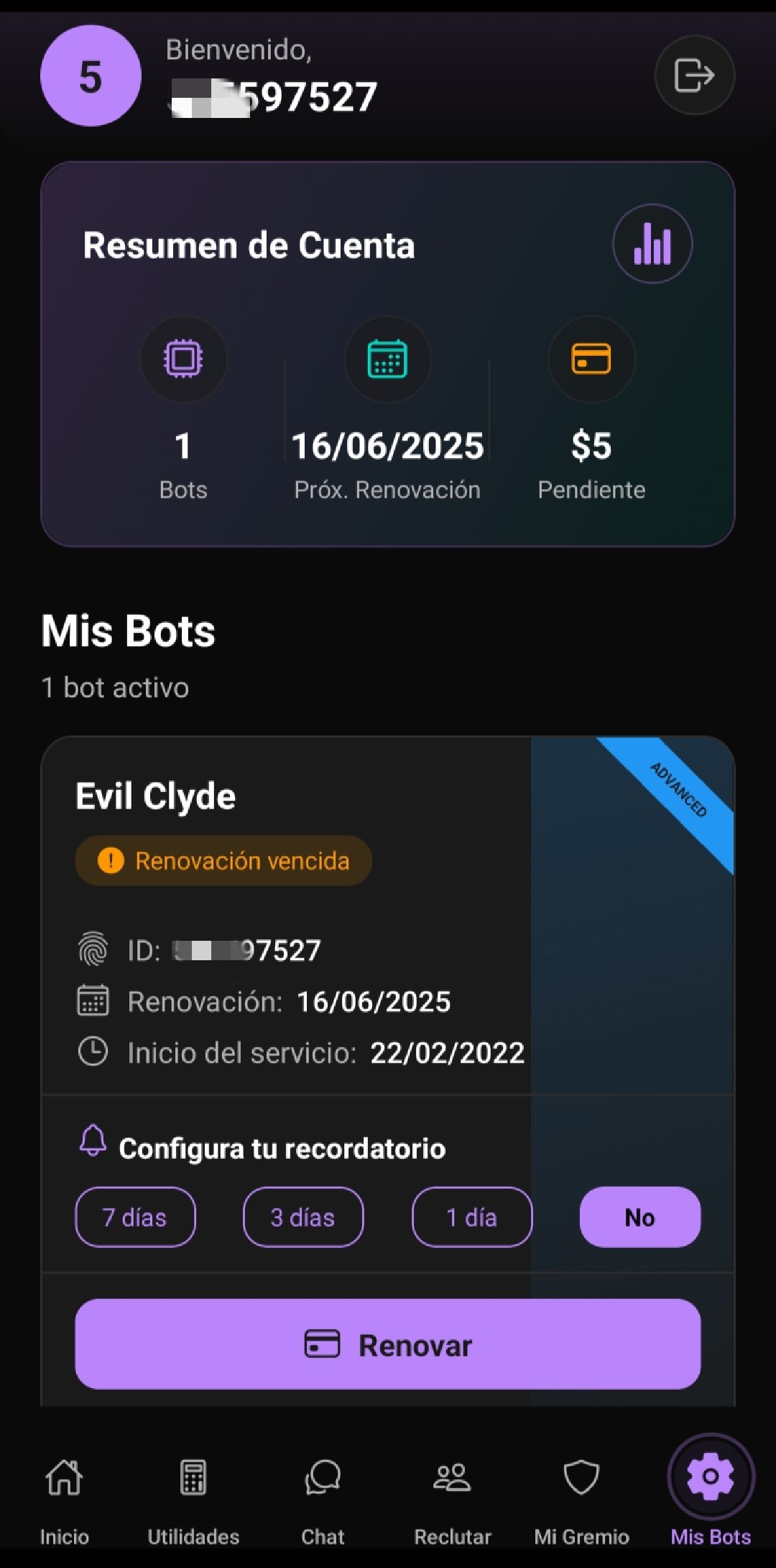 Configuración de planes móvil